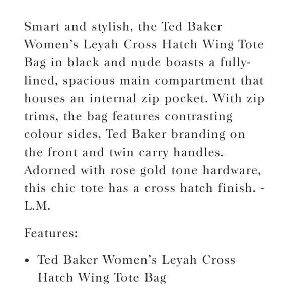 Ted Baker Crosshatch Leyah Shopper Tote bag Pink & Black - Picture 4 of 17